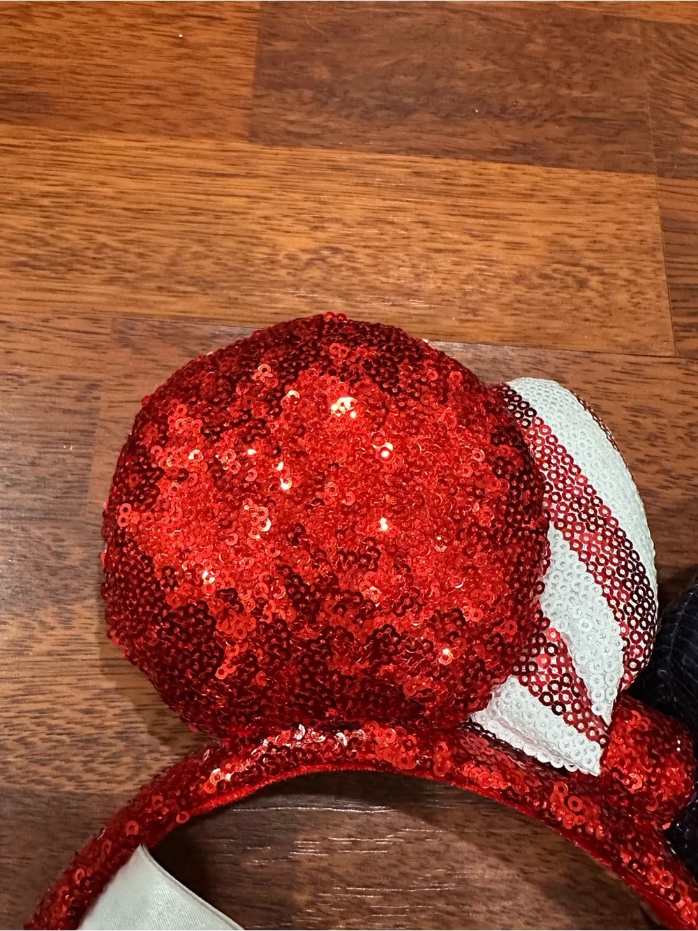 Disney Original Sequin Red Minnie Ears Headband with Patriotic Bow